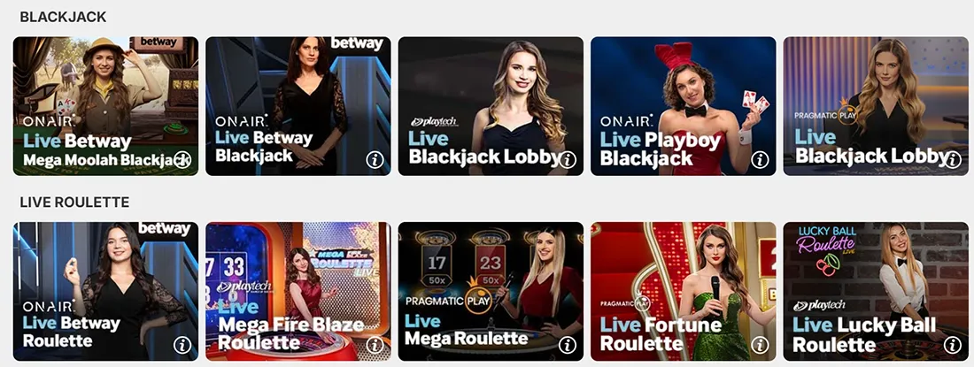 Betway Casino live games